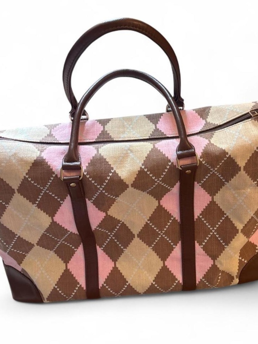 Preppy Pink & Brown Plaid Lulu Dharma Weekender Bag
